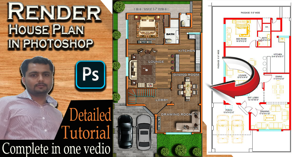 Greeting 
This house plan i render in photoshop for my client
